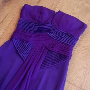 BCBG Long Purple Strapless Formal Dress